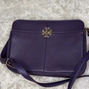 Tory Burch Dark Purple Crossbody Bag with Gold Accents
